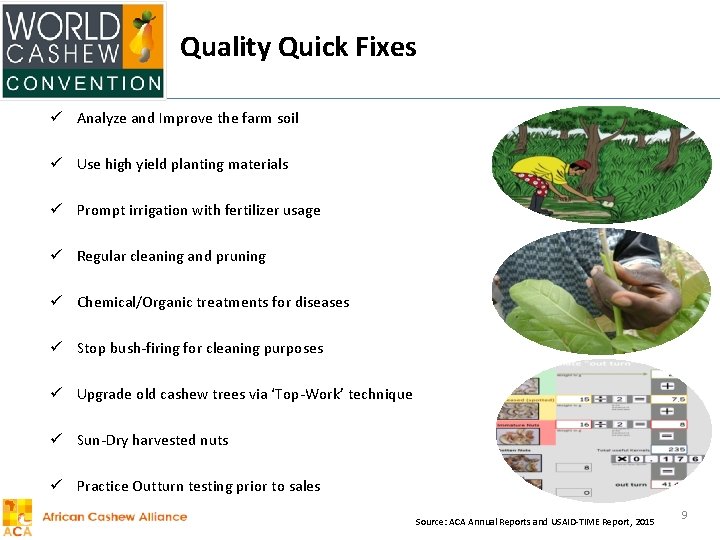 Quality Quick Fixes ü Analyze and Improve the farm soil ü Use high yield