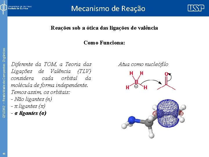 Mecanismo de Reação Reações sob a ótica das ligações de valência QFL 0342 –