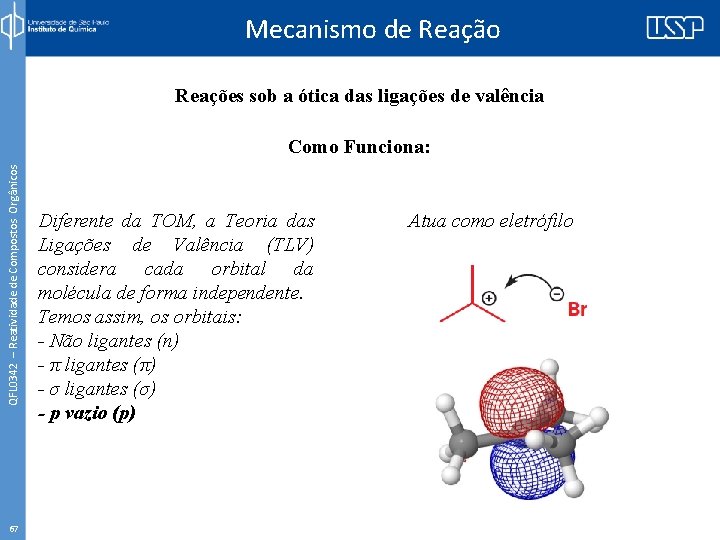 Mecanismo de Reação Reações sob a ótica das ligações de valência QFL 0342 –