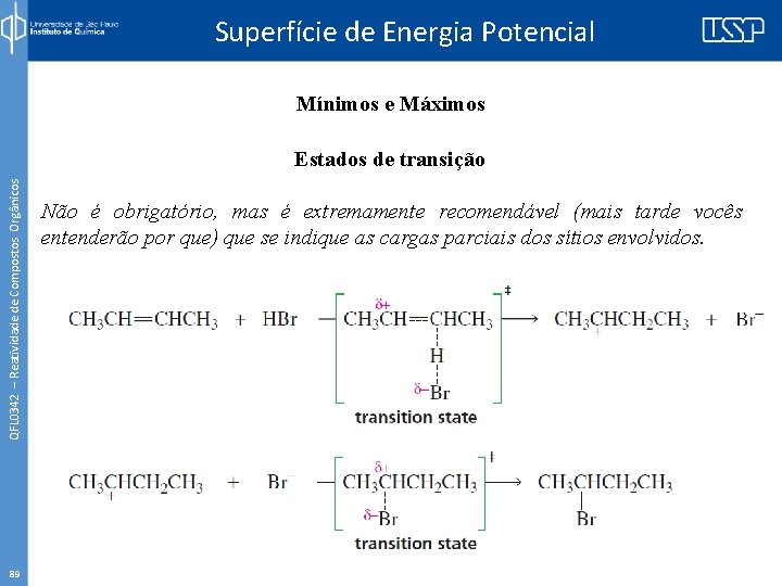 Superfície de Energia Potencial Mínimos e Máximos QFL 0342 – Reatividade de Compostos Orgânicos