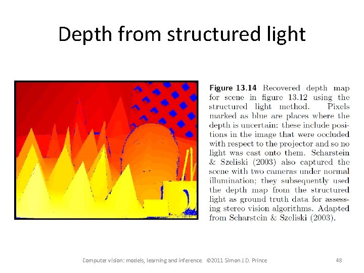 Depth from structured light Computer vision: models, learning and inference. © 2011 Simon J. Depth from structured light Computer vision: models, learning and inference. © 2011 Simon J.