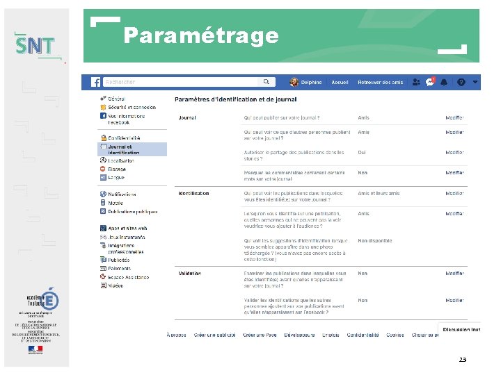 SNT Paramétrage 23 SNT Paramétrage 23