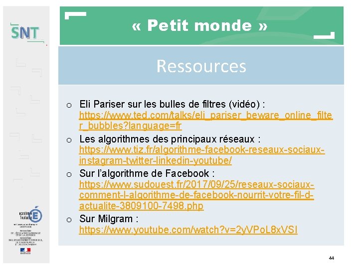 SNT « Petit monde » Ressources o Eli Pariser sur les bulles de filtres