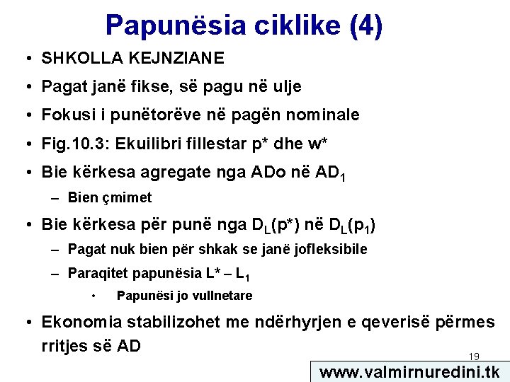 Papunësia ciklike (4) • SHKOLLA KEJNZIANE • Pagat janë fikse, së pagu në ulje