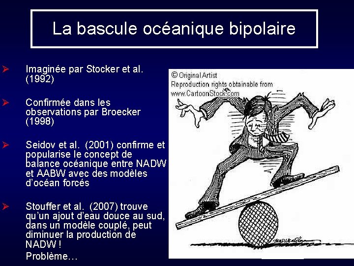 La bascule océanique bipolaire Ø Imaginée par Stocker et al. (1992) Ø Confirmée dans