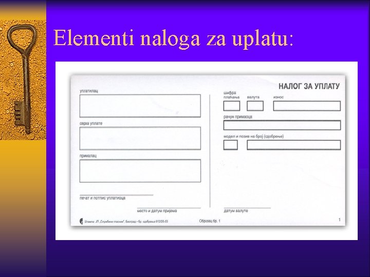Elementi naloga za uplatu: 