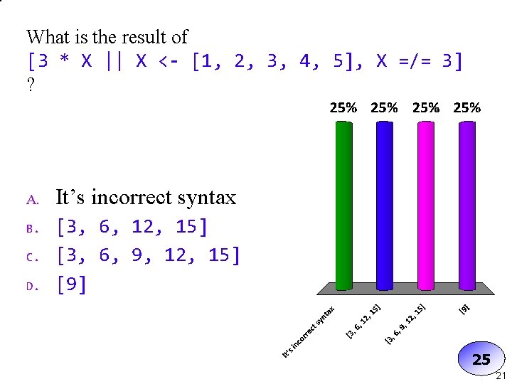 What is the result of [3 * X || X <- [1, 2, 3,