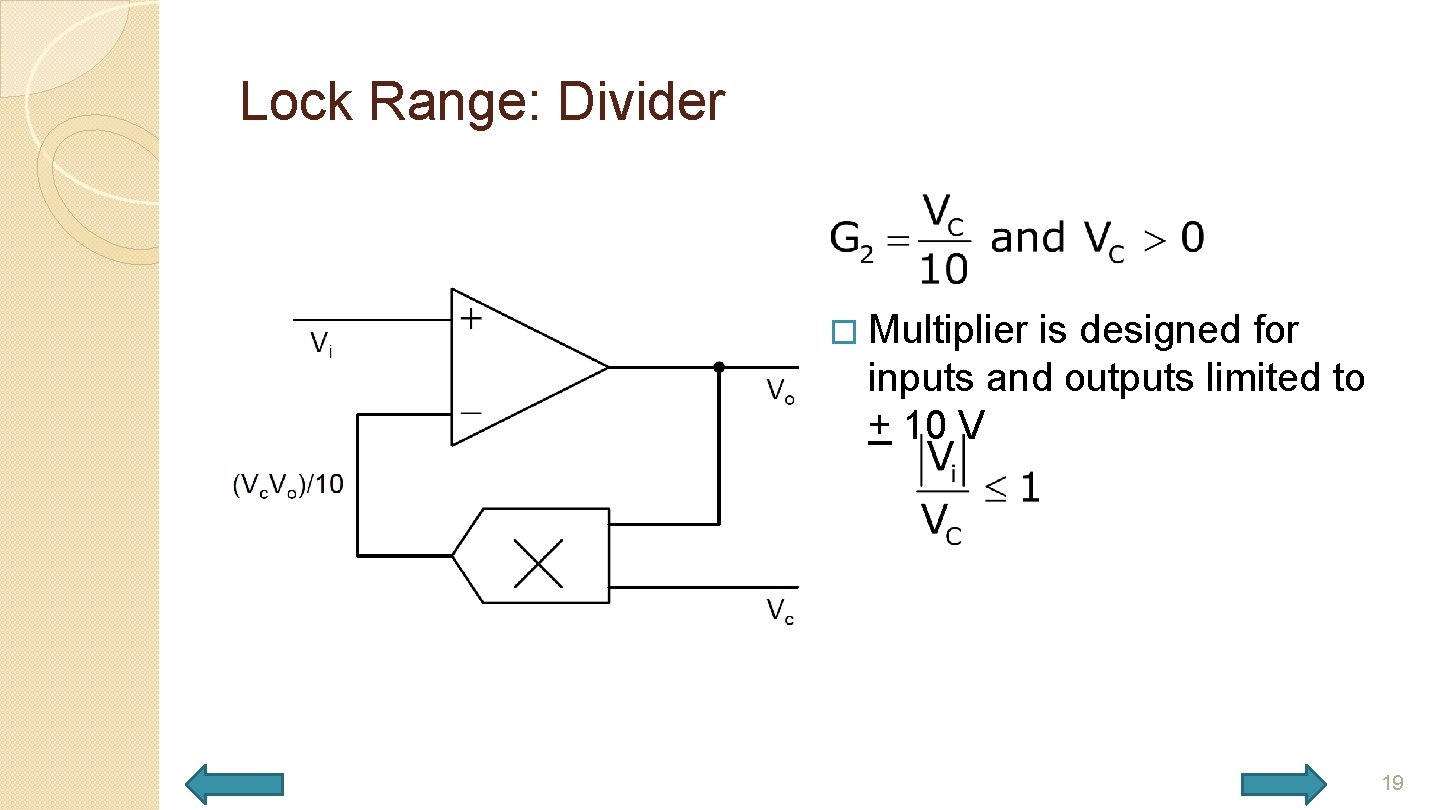 Lock Range: Divider � Multiplier is designed for inputs and outputs limited to +