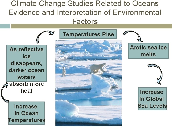 Climate Change Studies Related to Oceans Evidence and Interpretation of Environmental Factors Temperatures Rise