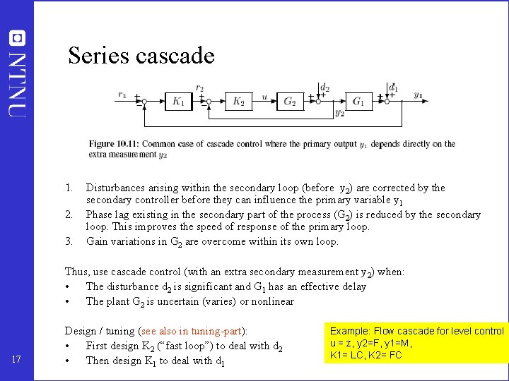 Series cascade 1. 2. 3. Disturbances arising within the secondary loop (before y 2)
