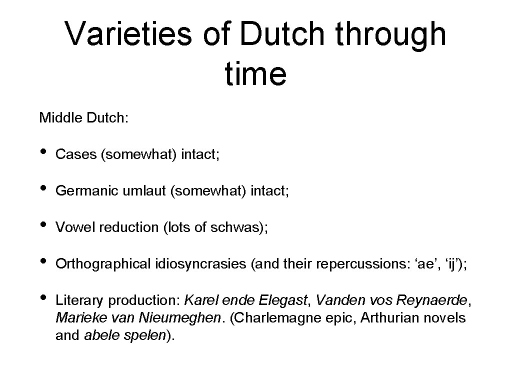 Comparative Dutch varieties of Dutch Introduction to the
