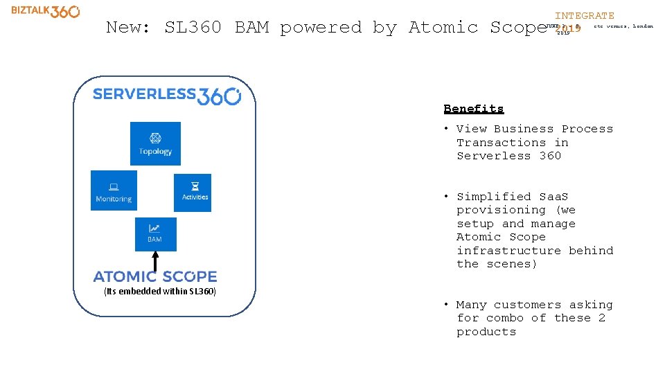 INTEGRATE etc. venues, JUNE 3 - 5, 2019 New: SL 360 BAM powered by