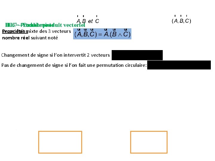 III. 6 – Produit mixte III. 7 – Double produit vectoriel Propriétés : Le III. 6 – Produit mixte III. 7 – Double produit vectoriel Propriétés : Le
