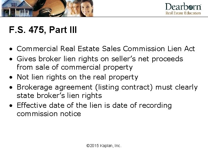 F. S. 475, Part III • Commercial Real Estate Sales Commission Lien Act •