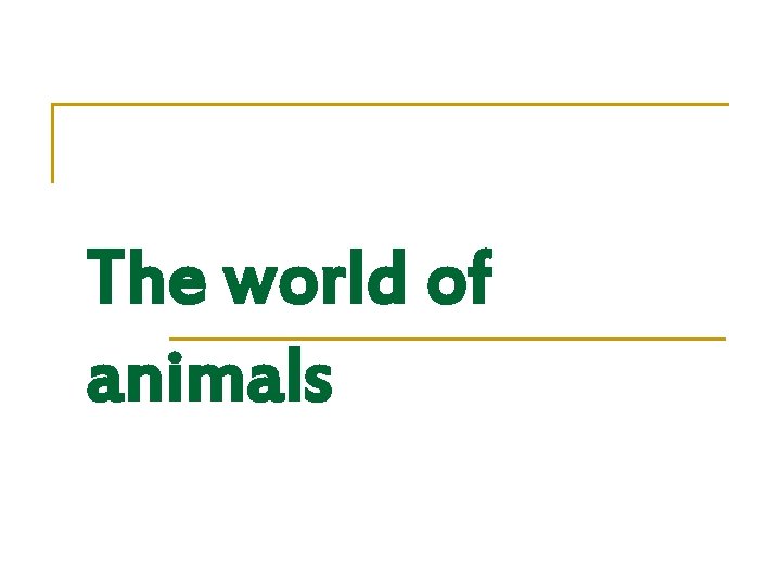 The world of animals 