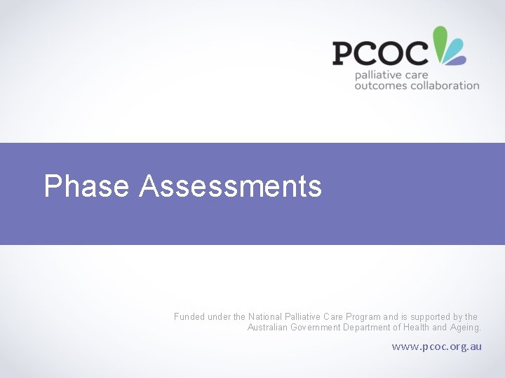 Phase Assessments Funded under the National Palliative Care Program and is supported by the