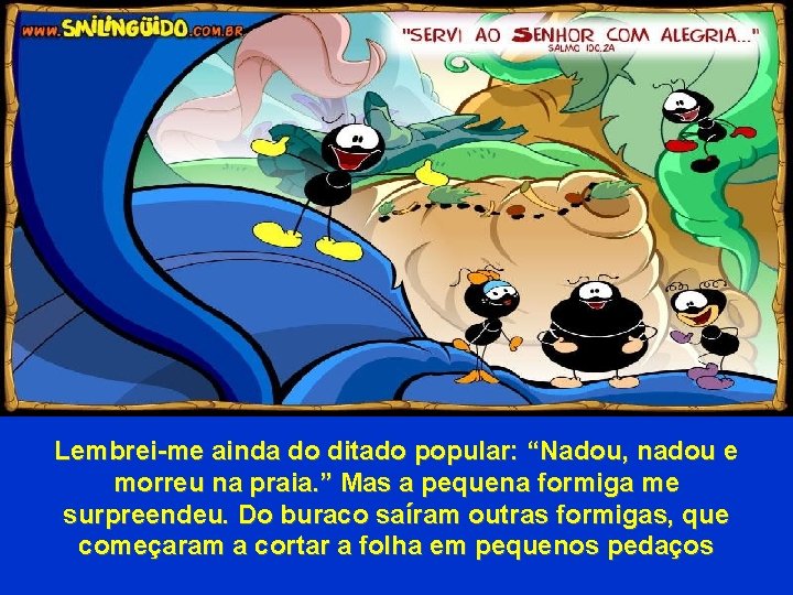 Lembrei-me ainda do ditado popular: “Nadou, nadou e morreu na praia. ” Mas a