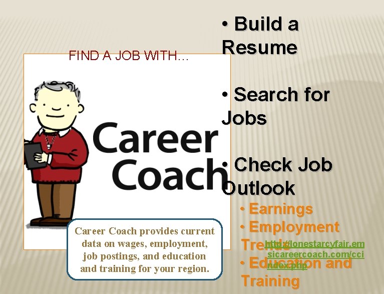 FIND A JOB WITH… • Build a Resume • Search for Jobs • Check FIND A JOB WITH… • Build a Resume • Search for Jobs • Check