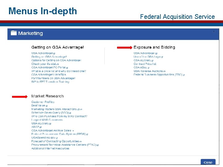 Menus In-depth Federal Acquisition Service 