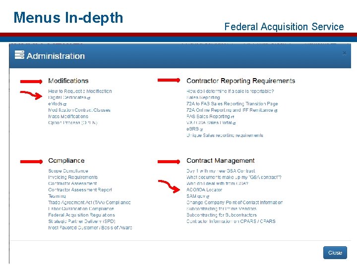 Menus In-depth Federal Acquisition Service 