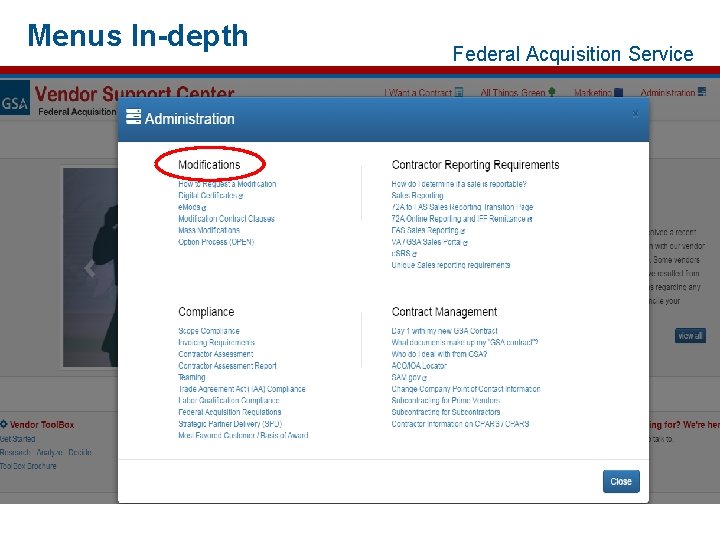 Menus In-depth Federal Acquisition Service 