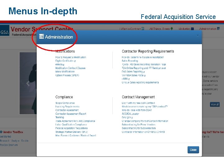 Menus In-depth Federal Acquisition Service 