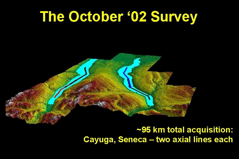 The October ‘ 02 Survey ~95 km total acquisition: Cayuga, Seneca – two axial