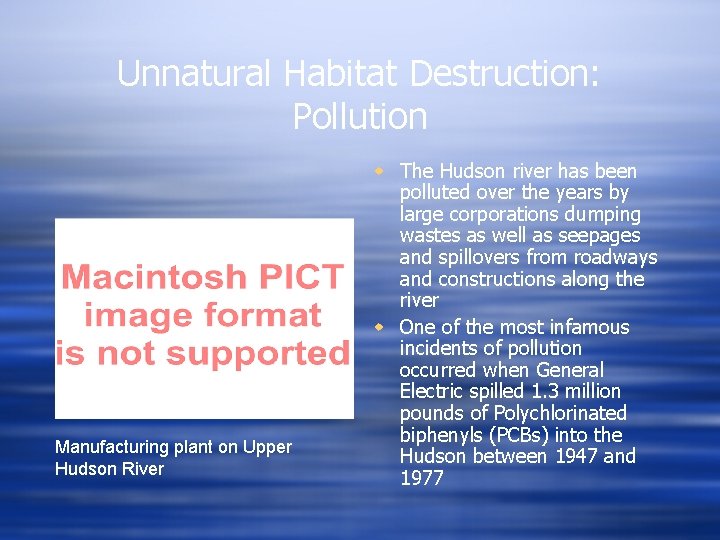 Unnatural Habitat Destruction: Pollution Manufacturing plant on Upper Hudson River w The Hudson river