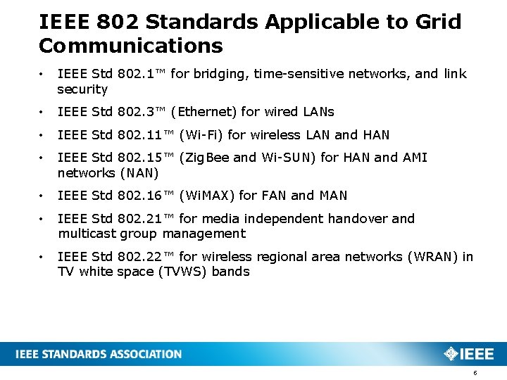 IEEE 802 Standards Applicable to Grid Communications • IEEE Std 802. 1™ for bridging,