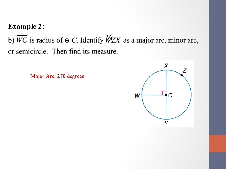 Example 2: Major Arc, 270 degrees 