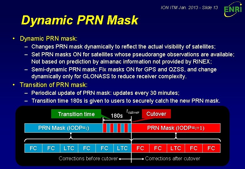 ION ITM Jan. 2013 - Slide 13 Dynamic PRN Mask • Dynamic PRN mask: