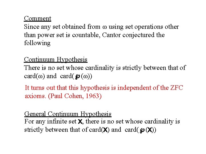 Comment Since any set obtained from ω using set operations other than power set Comment Since any set obtained from ω using set operations other than power set