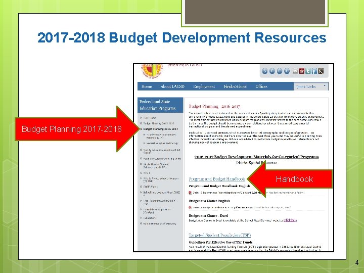 2017 -2018 Budget Development Resources Budget Planning 2017 -2018 Handbook 4 