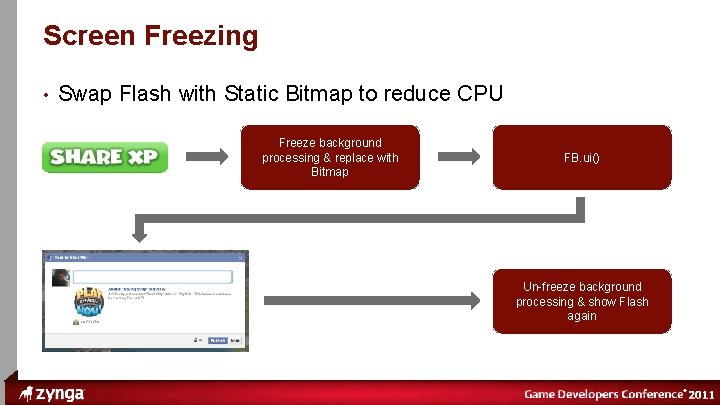 ® Screen Freezing • Swap Flash with Static Bitmap to reduce CPU Freeze background