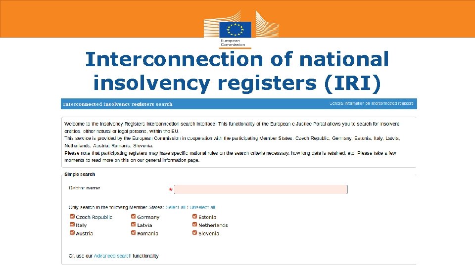 Interconnection of national insolvency registers (IRI) 