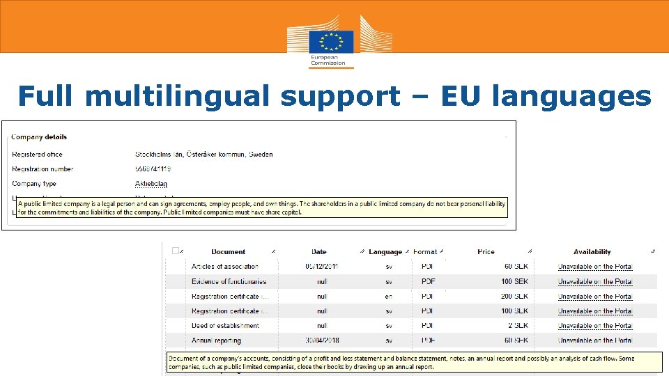 Full multilingual support – EU languages 