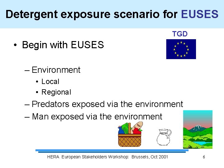 Detergent exposure scenario for EUSES TGD • Begin with EUSES – Environment • Local