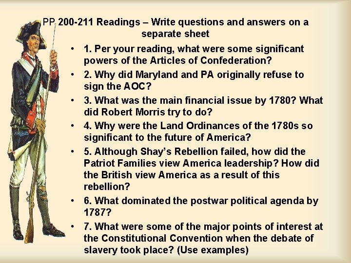 PP 200 -211 Readings – Write questions and answers on a separate sheet • PP 200 -211 Readings – Write questions and answers on a separate sheet •