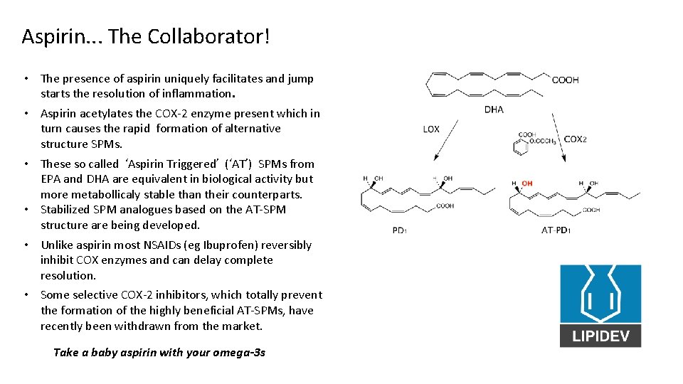 Aspirin. . . The Collaborator! • The presence of aspirin uniquely facilitates and jump