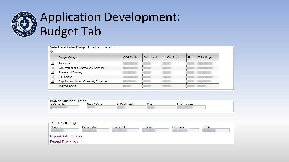 Application Development: Budget Tab 