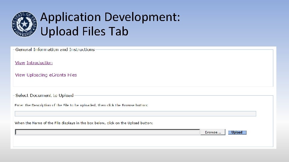Application Development: Upload Files Tab 