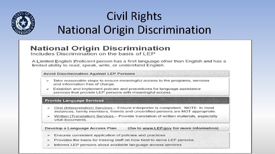 Civil Rights National Origin Discrimination 