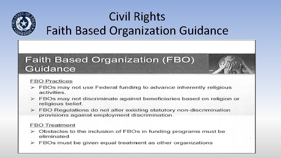 Civil Rights Faith Based Organization Guidance 
