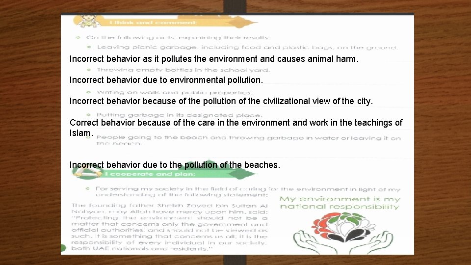 Incorrect behavior as it pollutes the environment and causes animal harm. Incorrect behavior due