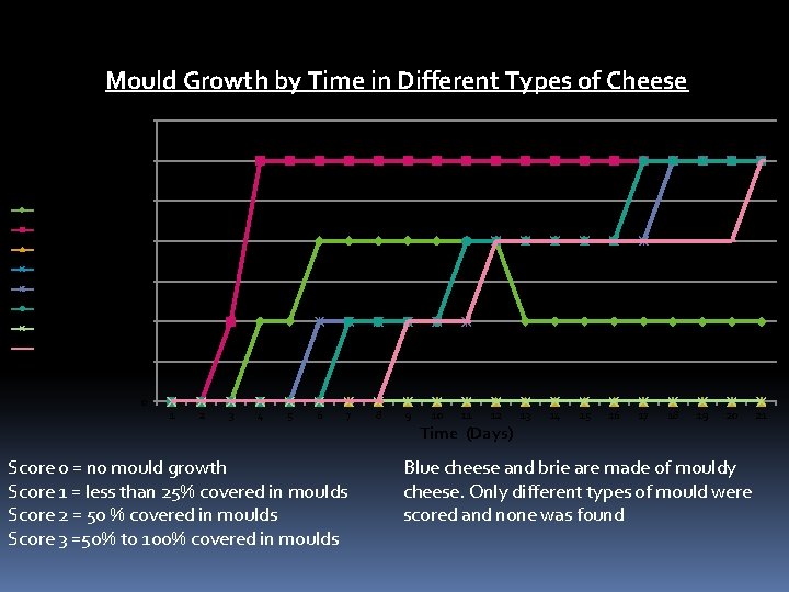 Mould Growth by Time in Different Types of Cheese 3. 5 3 fresh Mozz.