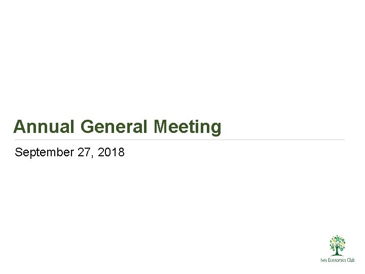 Annual General Meeting September 27, 2018 
