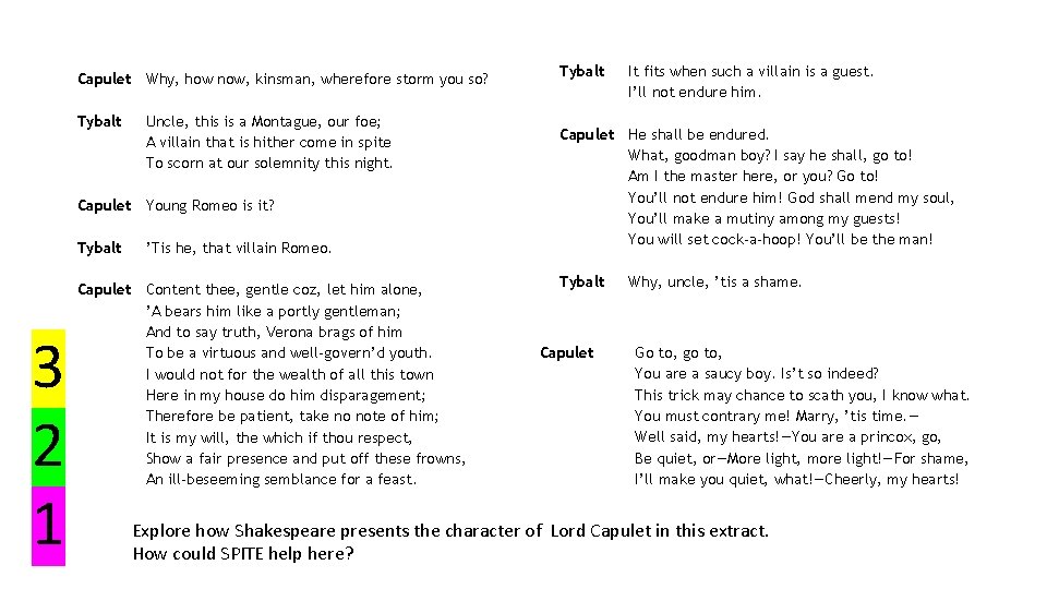Capulet Tybalt 3 2 1 Why, how now, kinsman, wherefore storm you so? Uncle,
