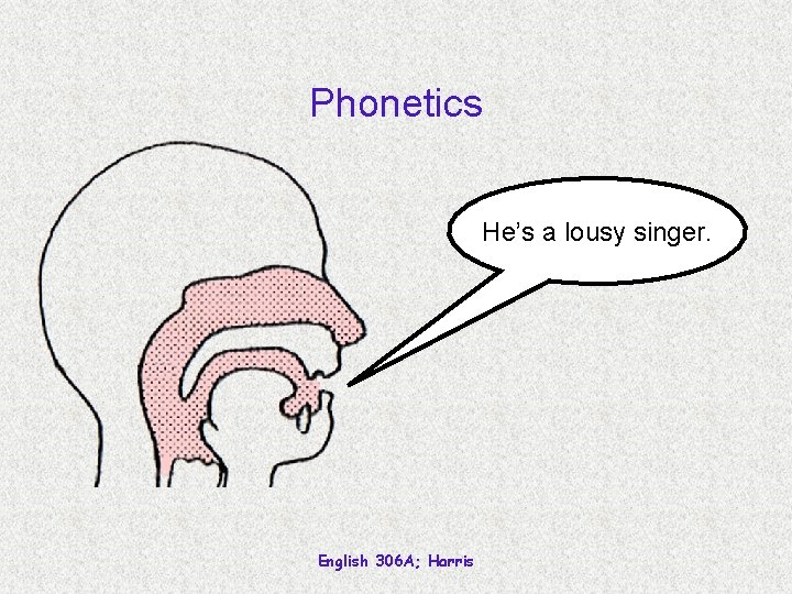 Phonetics He’s a lousy singer. English 306 A; Harris 