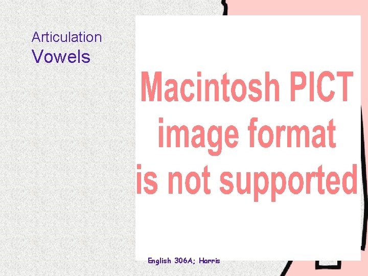 Articulation Vowels English 306 A; Harris 