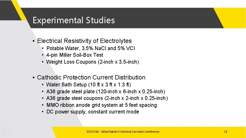 Experimental Studies • Electrical Resistivity of Electrolytes • Potable Water, 3. 5% Na. Cl